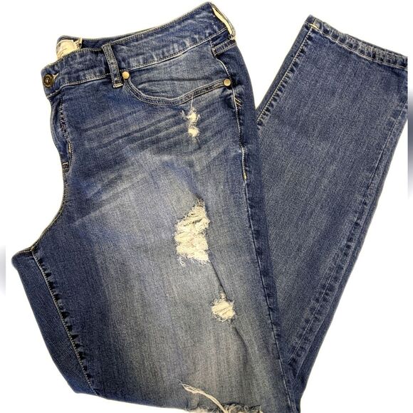 torrid Denim - Torrid high rise, heavily distressed, straight leg jeans, 98% cotton, size 20T